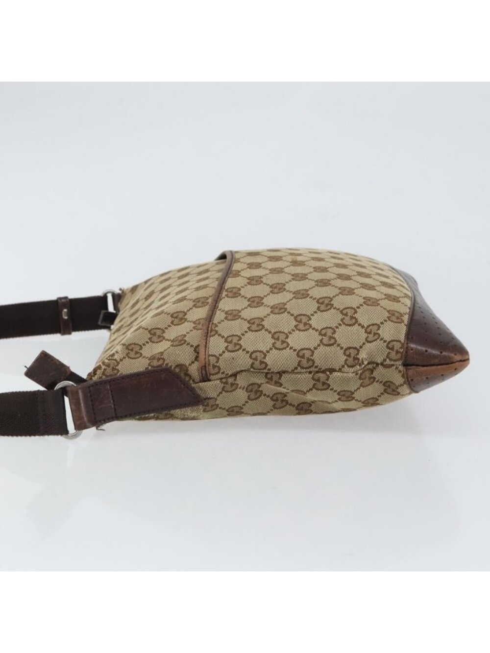 Authentic GUCCI GG Canvas Shoulder Bag Beige Silver 145857 - Picture 11 of 16